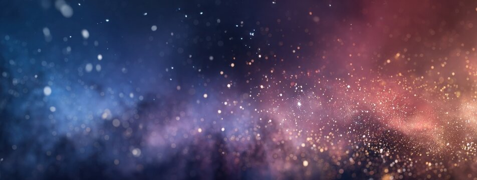 Abstract Nebula of Glowing Particles in Blue and Gold, Representing Cosmic Innovation and Technological Advancement, Suitable for Science and Research : Generative AI
