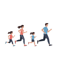 Family Run: Active Lifestyle Vector Illustration