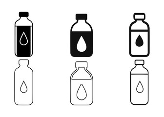 Medical Vial Icon Set &ndash; Black and White Flat and Outline vector illustration.