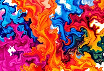 Fototapeta premium Vibrant, swirling ink blooms in abstract floral forms, surface, creative