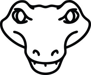 Simplified crocodile face displays formidable presence through minimalist contour with focused gaze