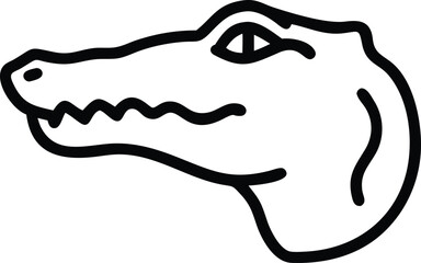 Black line art shows a simplified crocodile head isolated against a white background