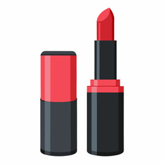 Obraz premium Red Lipstick Tube and Cap Isolated on White makeup
