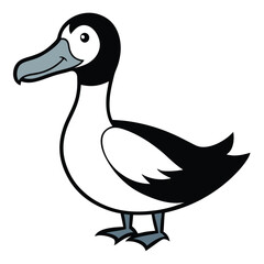 Cartoonstyle duck with black and white feathers stands, bringing wildlife charm to your project