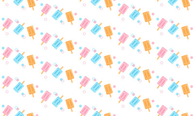 Summer Ice Pop Seamless Pattern. Fun and Bright Design for Fabric, Print, and Web Use