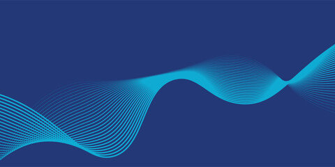 Abstract glowing wave lines on dark blue background. Dynamic wave pattern. Modern flowing wavy lines. Futuristic technology modern arts