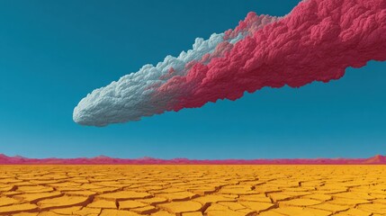 Dramatic Comet Streak with Fiery Tail over Scorched Earth Symbolizing Disaster Impact and Transformational Change for Awareness Campaigns