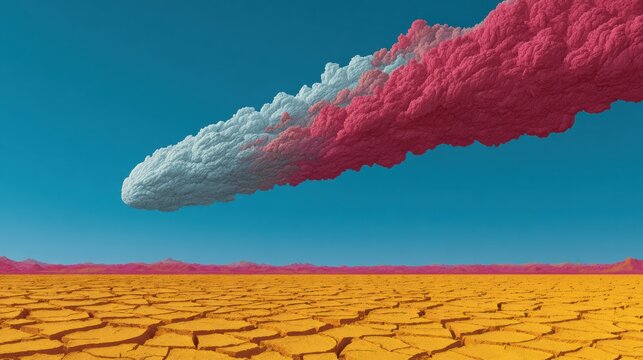 Dramatic Comet Streak with Fiery Tail over Scorched Earth Symbolizing Disaster Impact and Transformational Change for Awareness Campaigns