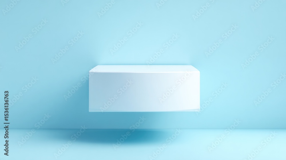 Poster floating empty podium against plain minimalistic background with ample copy space for text