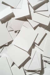 Stack of Blank White Papers with Shadows – Minimalist Background Texture