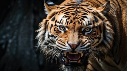 Fototapeta premium Ferocious Tiger Roars Deep within the Heart of the Jungle