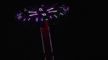 Ferris Wheel Night Ride Illumination: Amusement Park Attraction, Nighttime, Entertainment