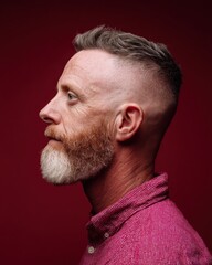 Obraz premium Trendy Fathers Day Grooming Fresh Beard Trim and Haircut for Dads Celebrating Summer Pride and Midyear Shopping Events with Modern Style