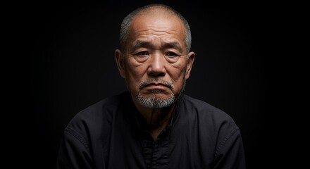 Obraz premium Portrait of a Pensive Elderly Asian Man