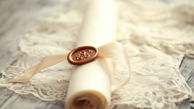 Elegant sealed scroll on lace