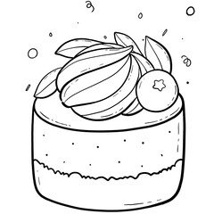 Blueberry Cream Cake On Transparent Background
