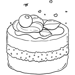 Blue Berry Topped Cake On Transparent Background