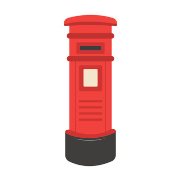 Standing mailbox. retro London red  Post Box. Vector illustration isolated on white background