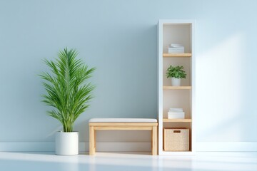 capture bright minimalistic entryway with single coat rack and copy space