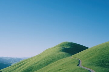 Fototapeta premium capture serene landscape featuring lone hiker walking along winding path with ample copy space