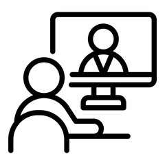 Online Interview icon. Vector line icon