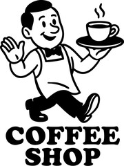 Retro Coffee Shop Characters Illustration &ndash; Vintage Caf&eacute; Vibes with Cute Mascots