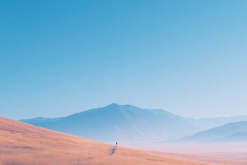 striking image of lone hiker on vast open trail