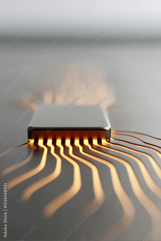 Poster Quantum Cloud Semiconductor Chip with Glowing Circuit Pathways on Dark Surface - Advanced AI Technology Marketing and Machine Learning Infrastructure