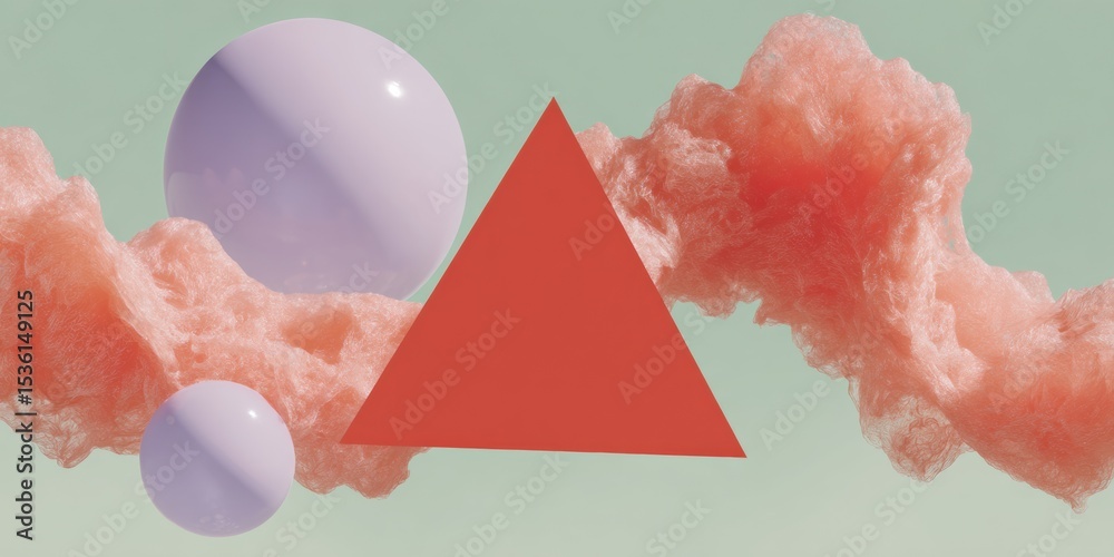Aufkleber Abstract Quantum Education Visualization with Geometric Shapes and Particle Transition Illustrating Wave-Particle Duality for Scientific Learning