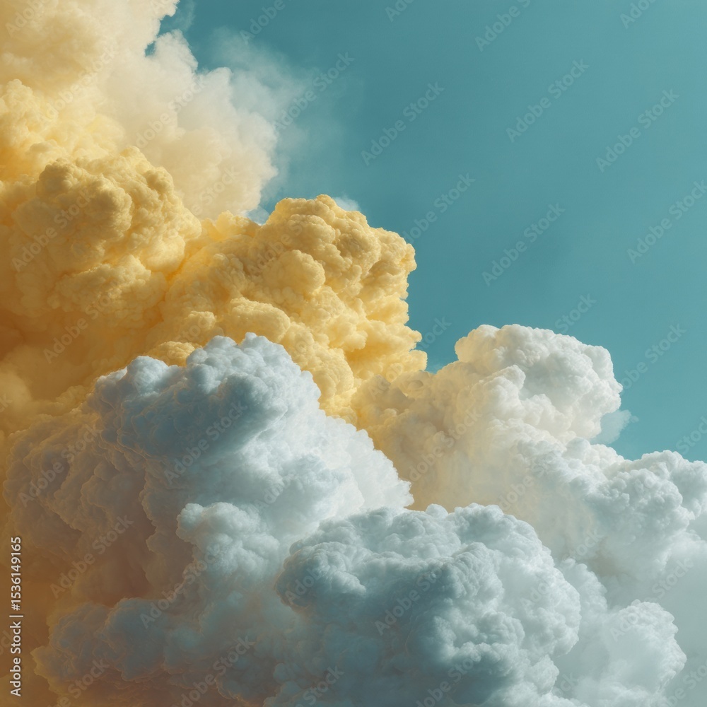 Poster dramatic evening clouds with gradient atmospheric layers representing pressure changes and climate s