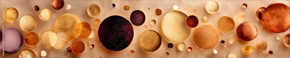 Poster Lunar Eclipse Metallic Paper Flecks Scattered on Transparent Surface with Circular Elements in Minimalist Cosmic Design for Graphic Artists and Branding