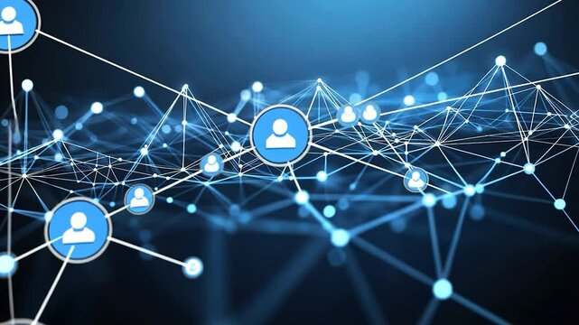 Abstract network visualization showing interconnected nodes representing individuals - Powered by Adobe