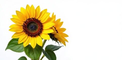 Obraz premium Colorful bouquet of sunflowers isolated on a white background, blooms, wildflowers, bouquet