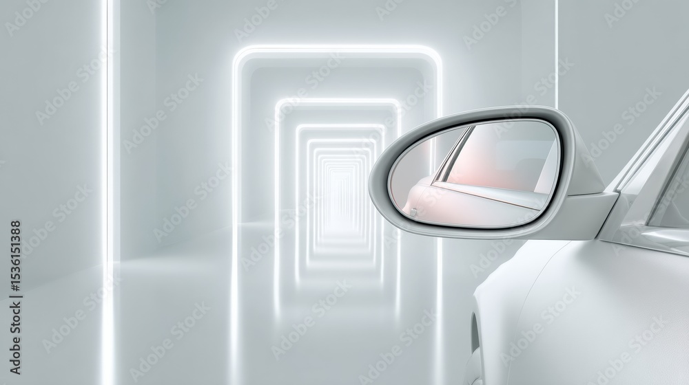 Poster Advanced Vehicle Sensor and Camera Array Integrated into Windshield with Futuristic Lighting Highlighting Automotive Safety Technology for Accident Prevention