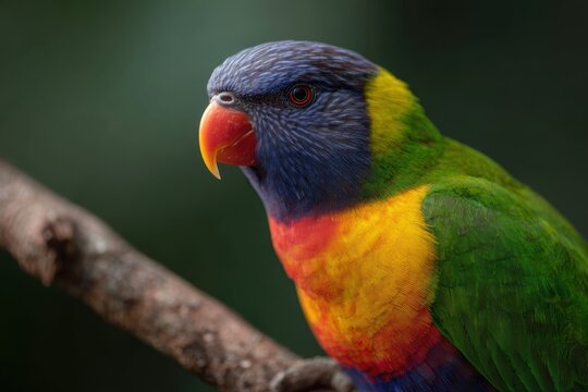 Close-up of colorful parrot perched on a branch