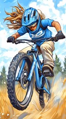 Female Mountain Biker Illustration Speed, Thrills, and Adventure on Trails