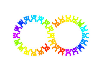 Abstract teamwork people. Infinity gear concept. Vector isolated on a white background.