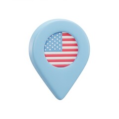 Another variation of the American flag map pin icon in 3D isometric style.