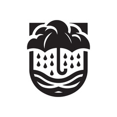 rainy weather vector silhouette clip art logo design illustration