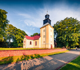 Astonishing summer view of Stanislawa Kostki Catholic church. Picturesque evening cityscape of...