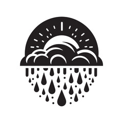 rainy weather vector silhouette clip art logo design illustration