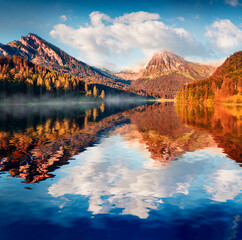 Beautiful summer view of the Obersee lake.