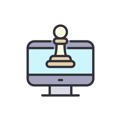 Conceptual Illustration Of Online Strategy Featuring A Pawn On Screen