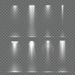 Vertical Spotlight Collection on Transparent Background (Stage Light Icon)