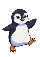 Fototapeta premium Cute Cartoon Penguin Illustration on Black Background png isolated transparent background