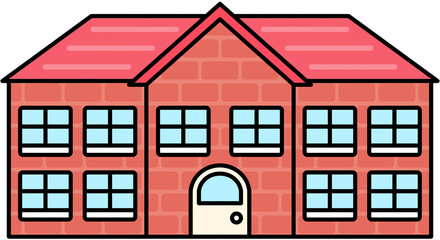 주택 벽돌집 2층집 지붕 있는 집 부유한 집 일러스트