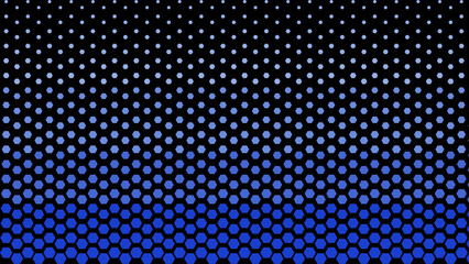 Gradient of blue hexagons arranged in a pattern fading into black from the bottom of the image