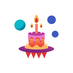 space rocket cake with fire candles and galaxy 