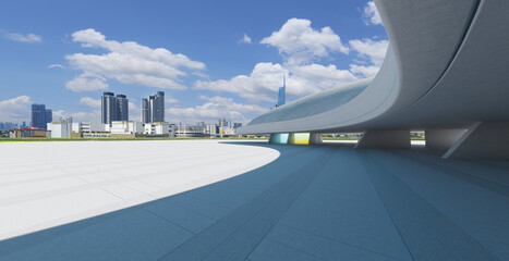 3d rendering modern architecture shaping urban skyline with empty square and futuristic structure