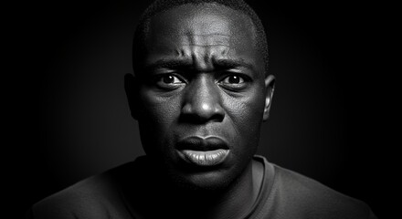 Black and White Portrait: A Man's Worried Expression